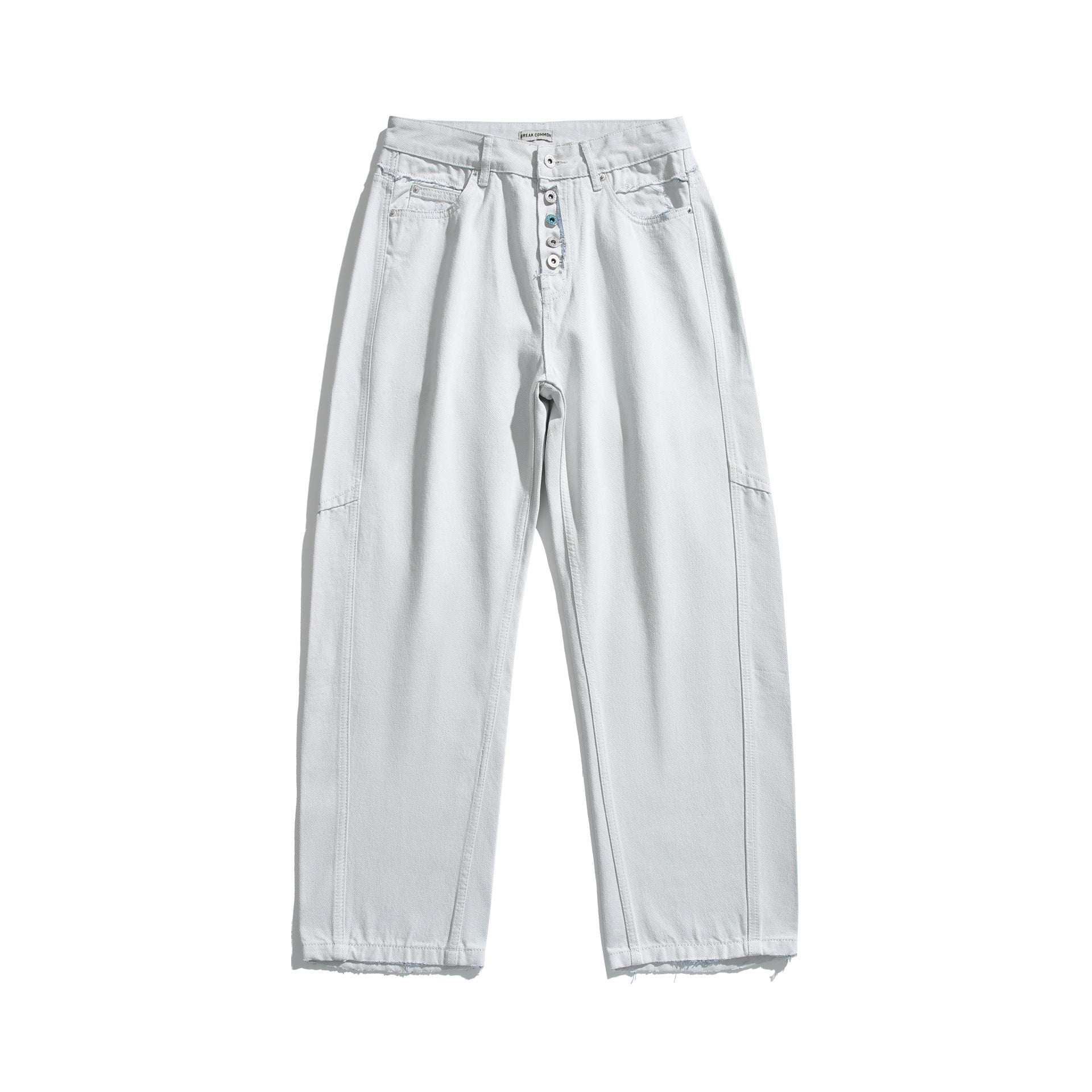 Women High-Waisted Relaxed-Fit Jeans with Visible Button Placket and Cargo Side Seams Chichicherry