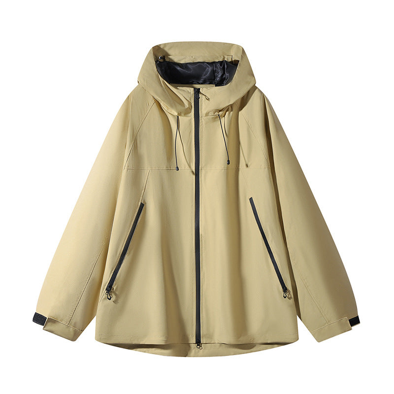 Men's Double Layer Colorblock Softshell Hooded Jacket in Urban Outdoor Cut Chichicherry