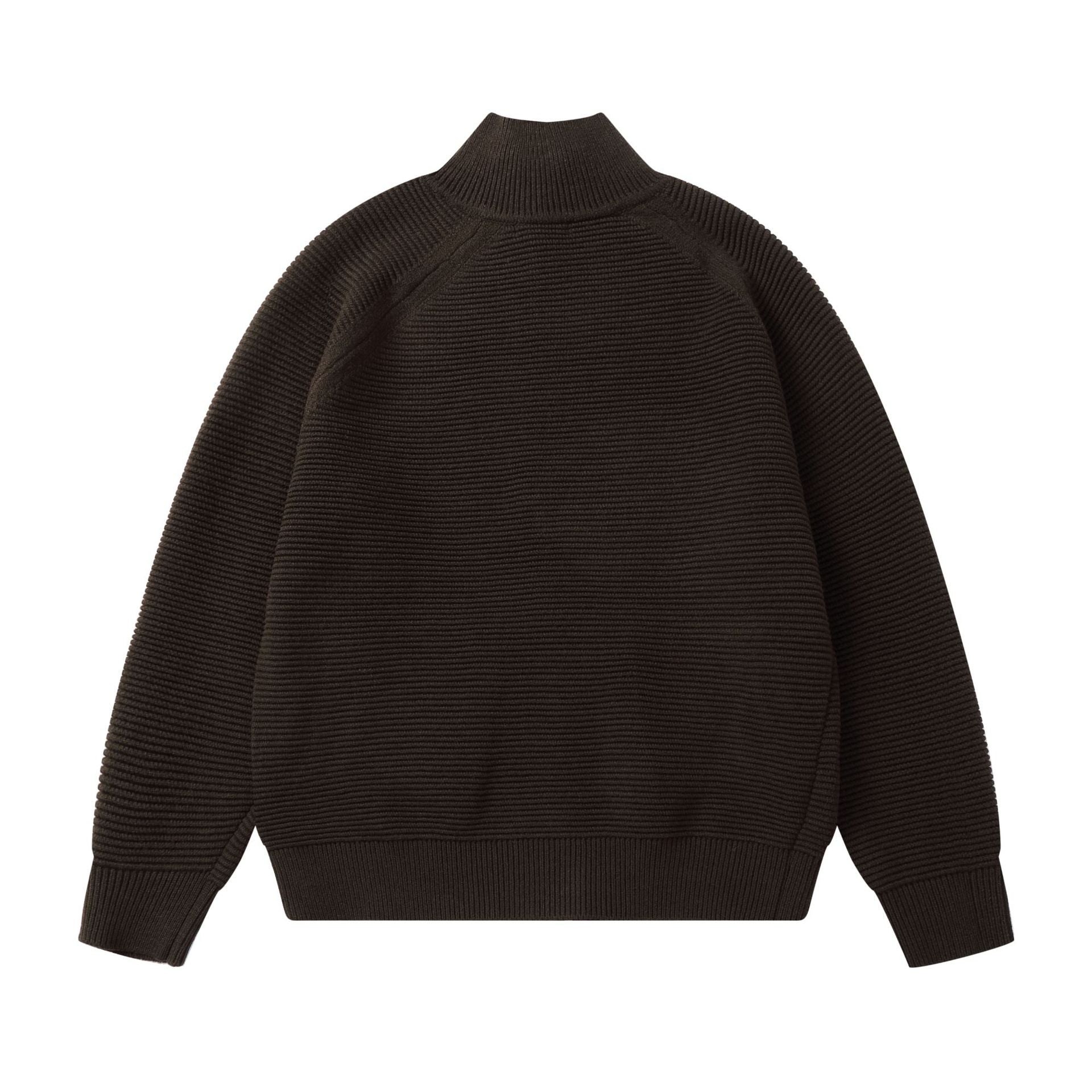 Men's chunky knit stand-up collar cardigan with full-length zipper Chichicherry