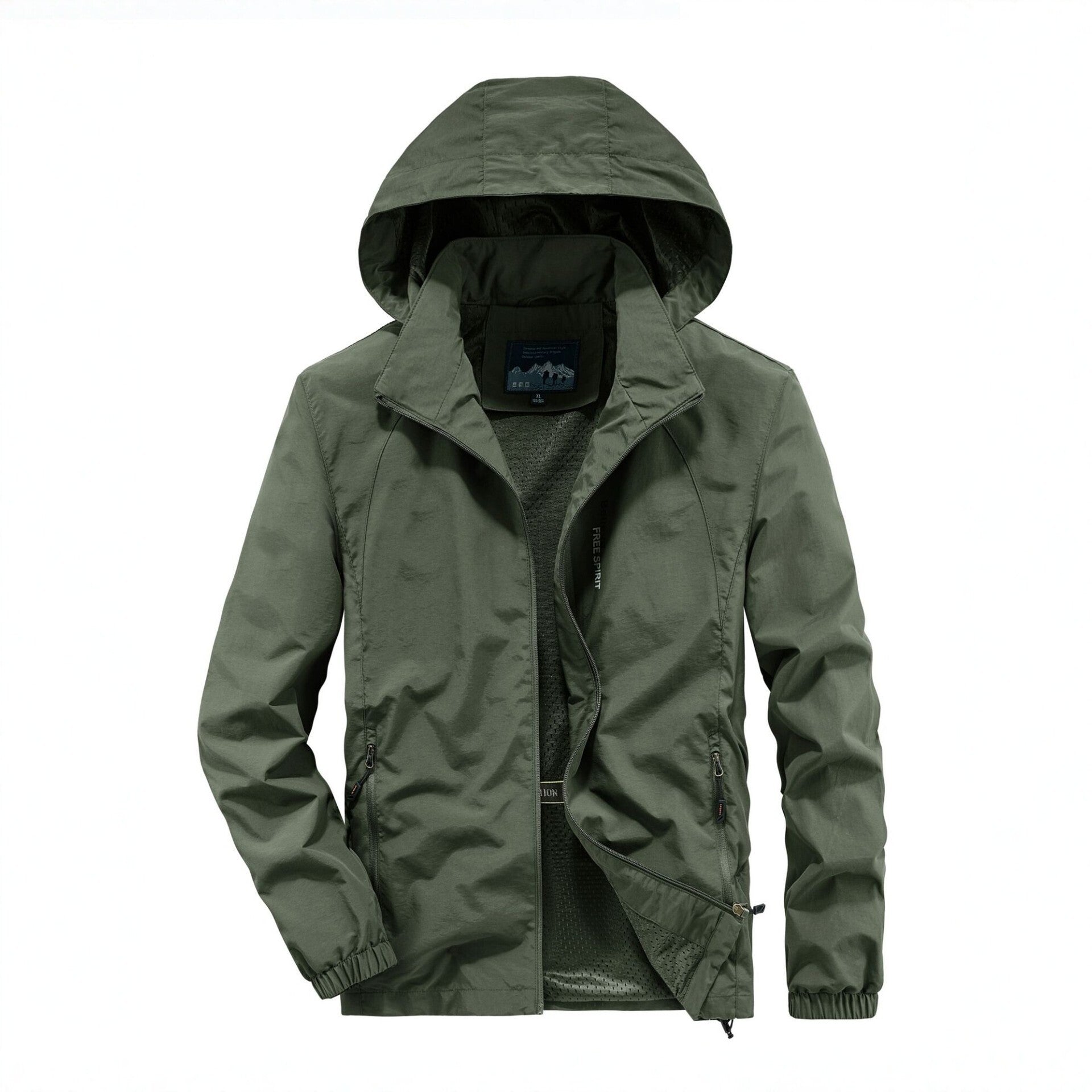 Men's Ultralight Breathable Hooded Jacket with Perforated Mesh Lining and Zipper Pockets Chichicherry
