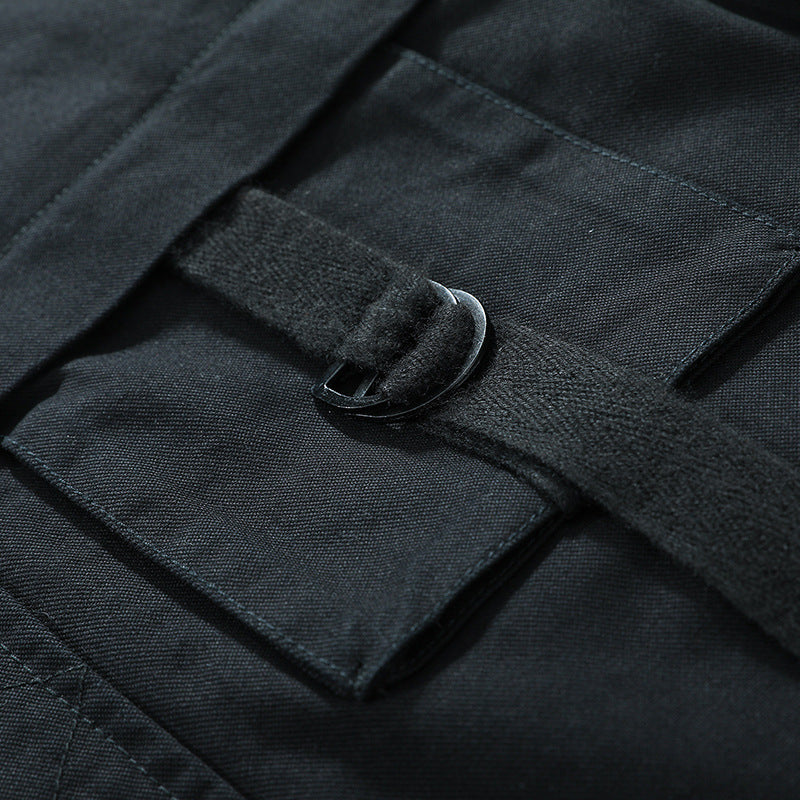 Men's Utility Field Jacket with Stand Collar, D-Ring Details and Zipper Pockets Chichicherry