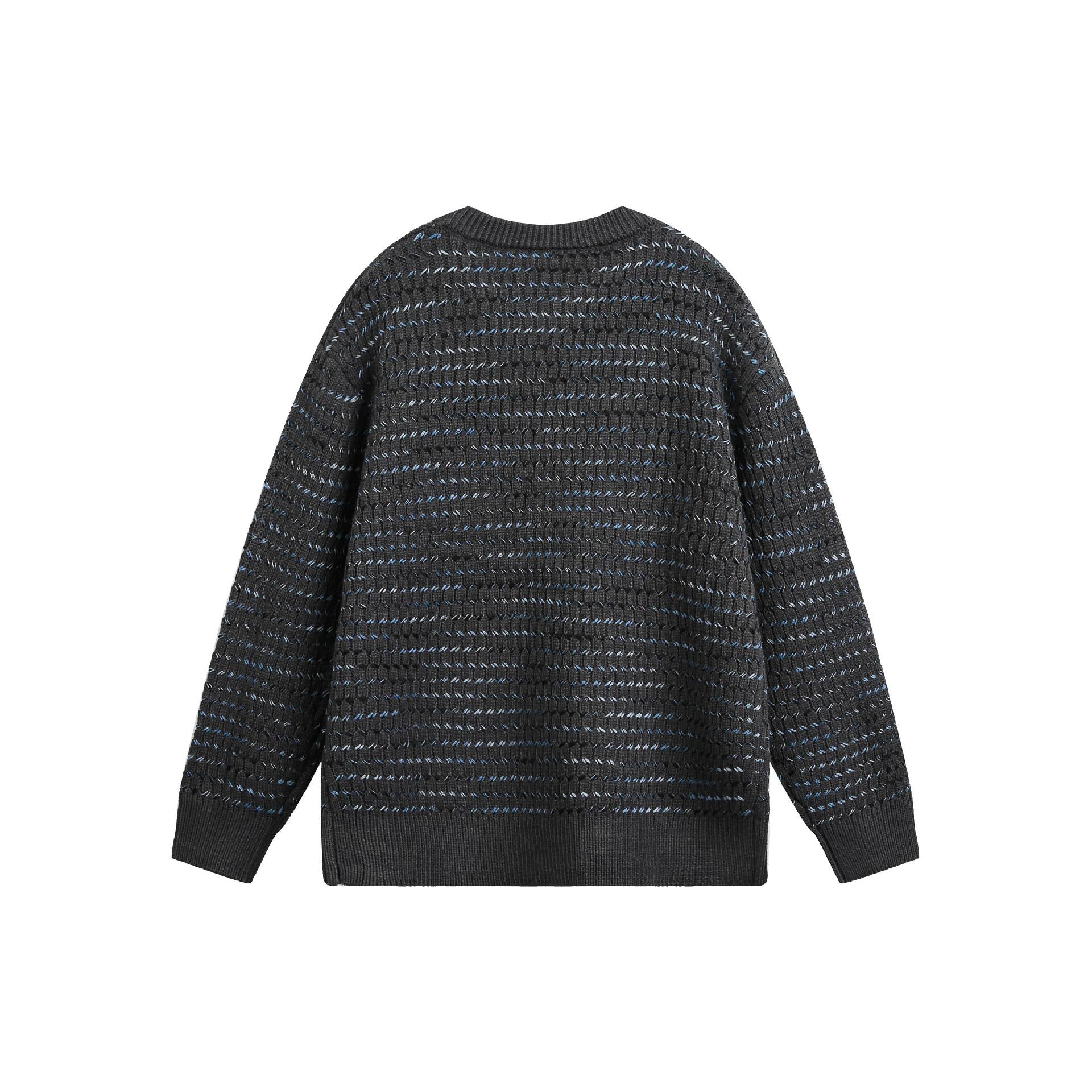 Women's chunky knit oversized sweater with round neckline and structural stripes Chichicherry