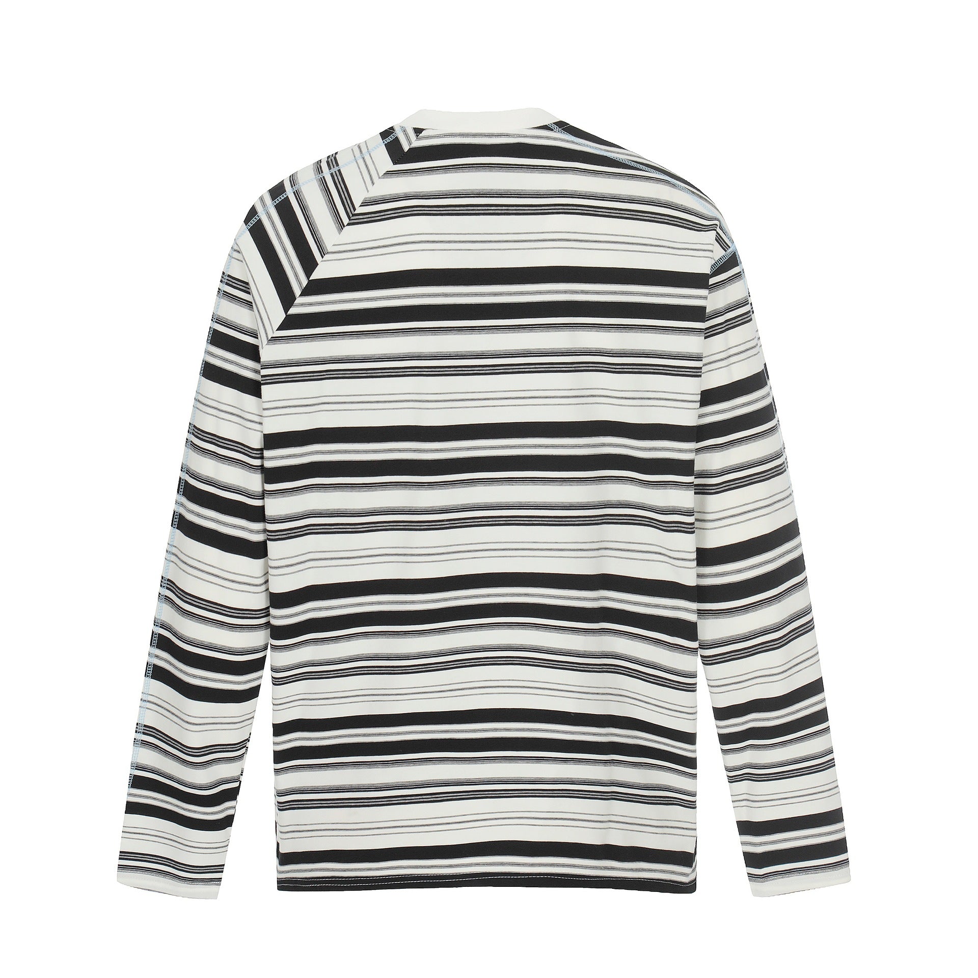 Unisex Striped Long Sleeve Shirt with Contrasting Decorative Seams Chichicherry