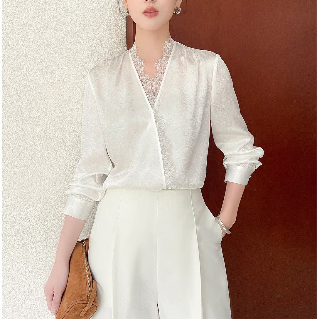 Women Elegant and sophisticated blouse with lace collar Drune