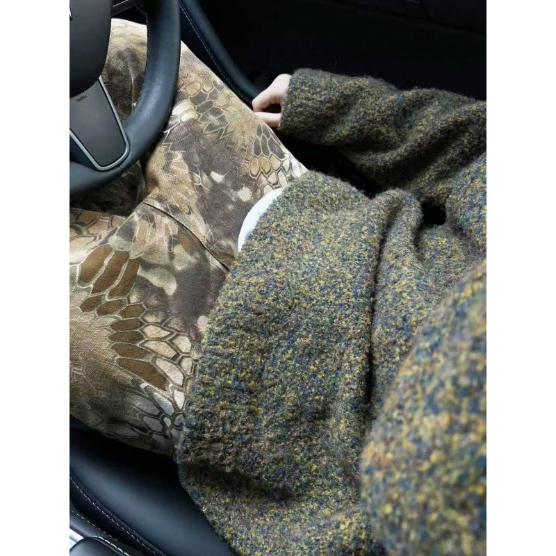 Herren Melangé Grobstrick-Pullover mit V-Schlitz und lockerem Oversize-Schnitt Chichicherry