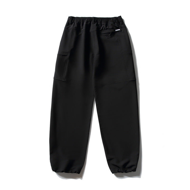 Men's Technical Cargo Casual Pants with Elastic Waistband, Knee Panels, and Zipper Pockets Chichicherry