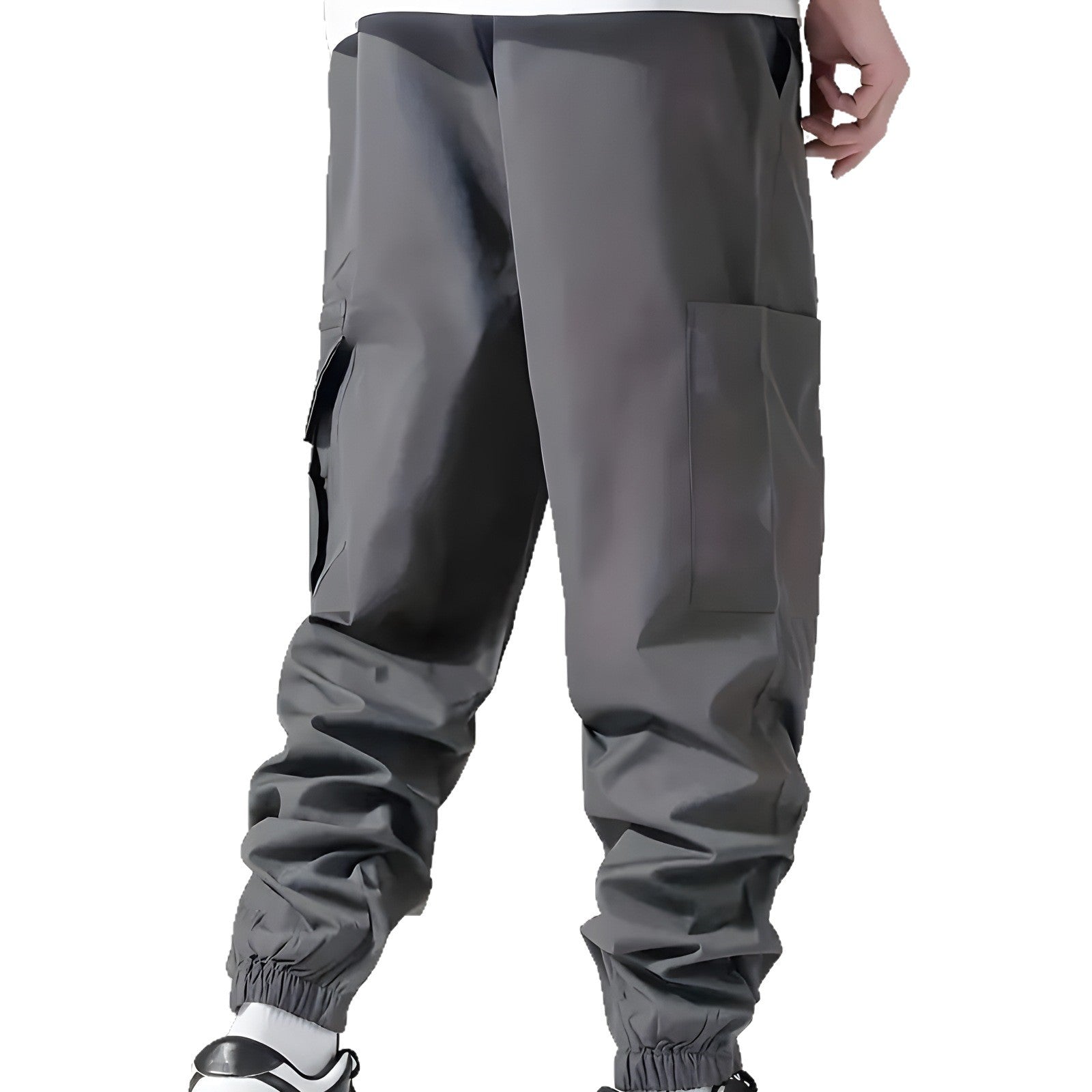 Men's Technical Cargo Pants in Jogger Style with Elastic Waistband, Zipper Utility Pocket & Cuffs Chichicherry