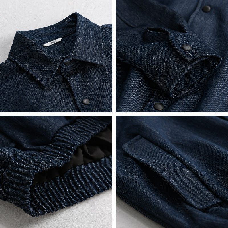 Men's denim jacket with snap buttons and elastic hem Chichicherry