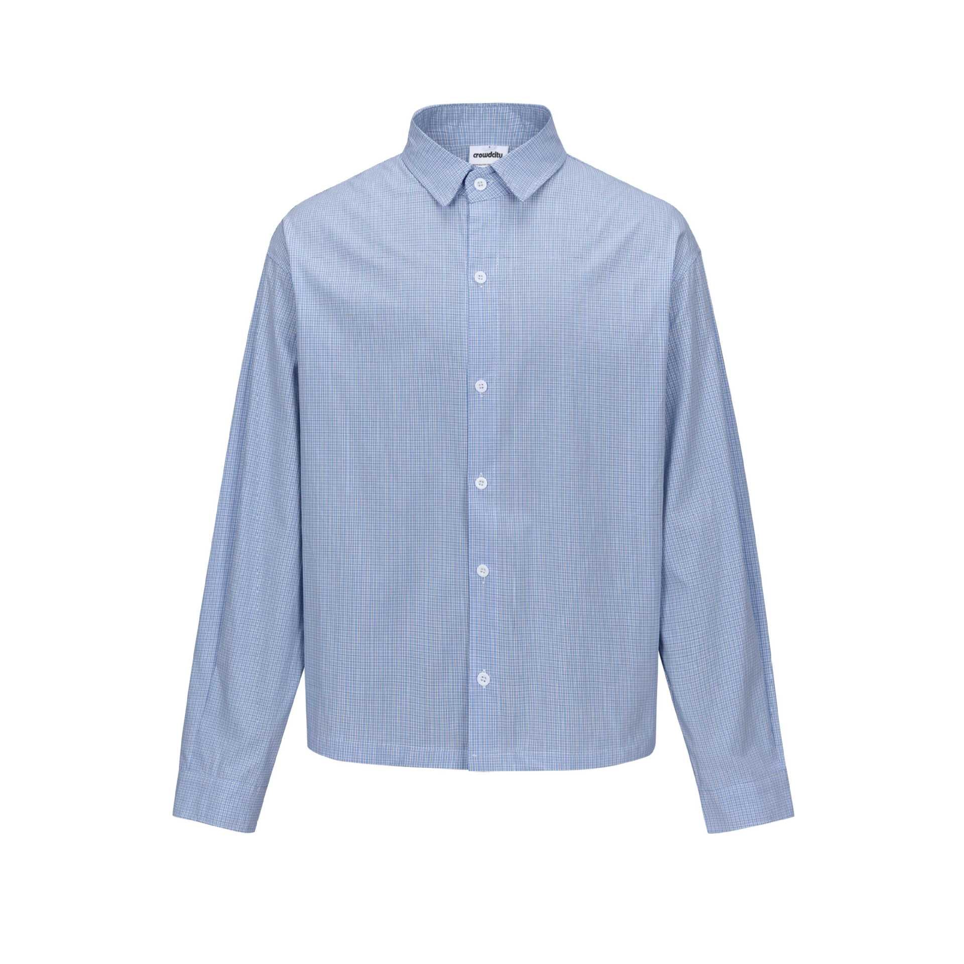 Men's cropped shirt in boxy cut with mini check and concealed button placket Chichicherry