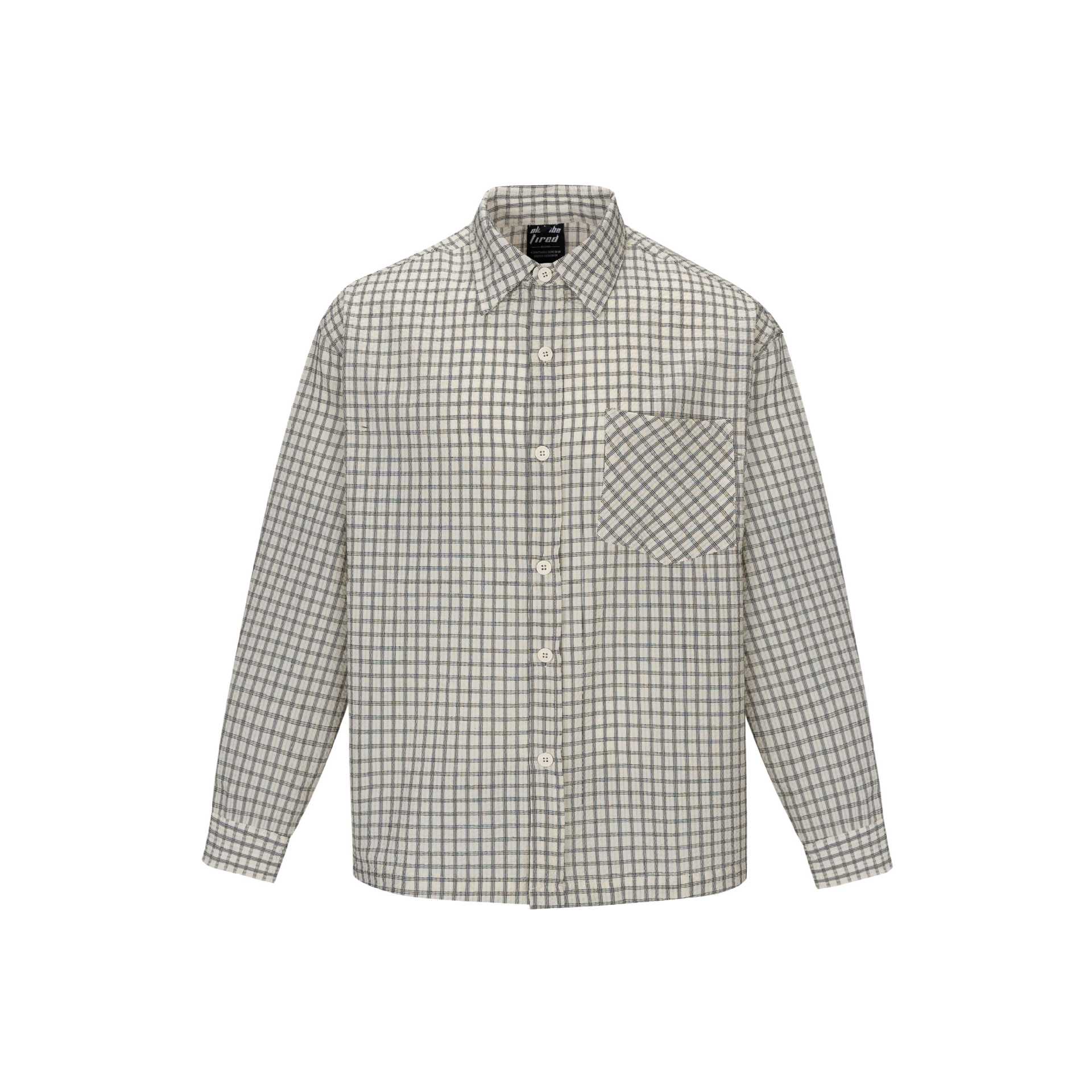 Men's Checked Flannel Shirt in Overshirt Style with Patch Chest Pocket Chichicherry