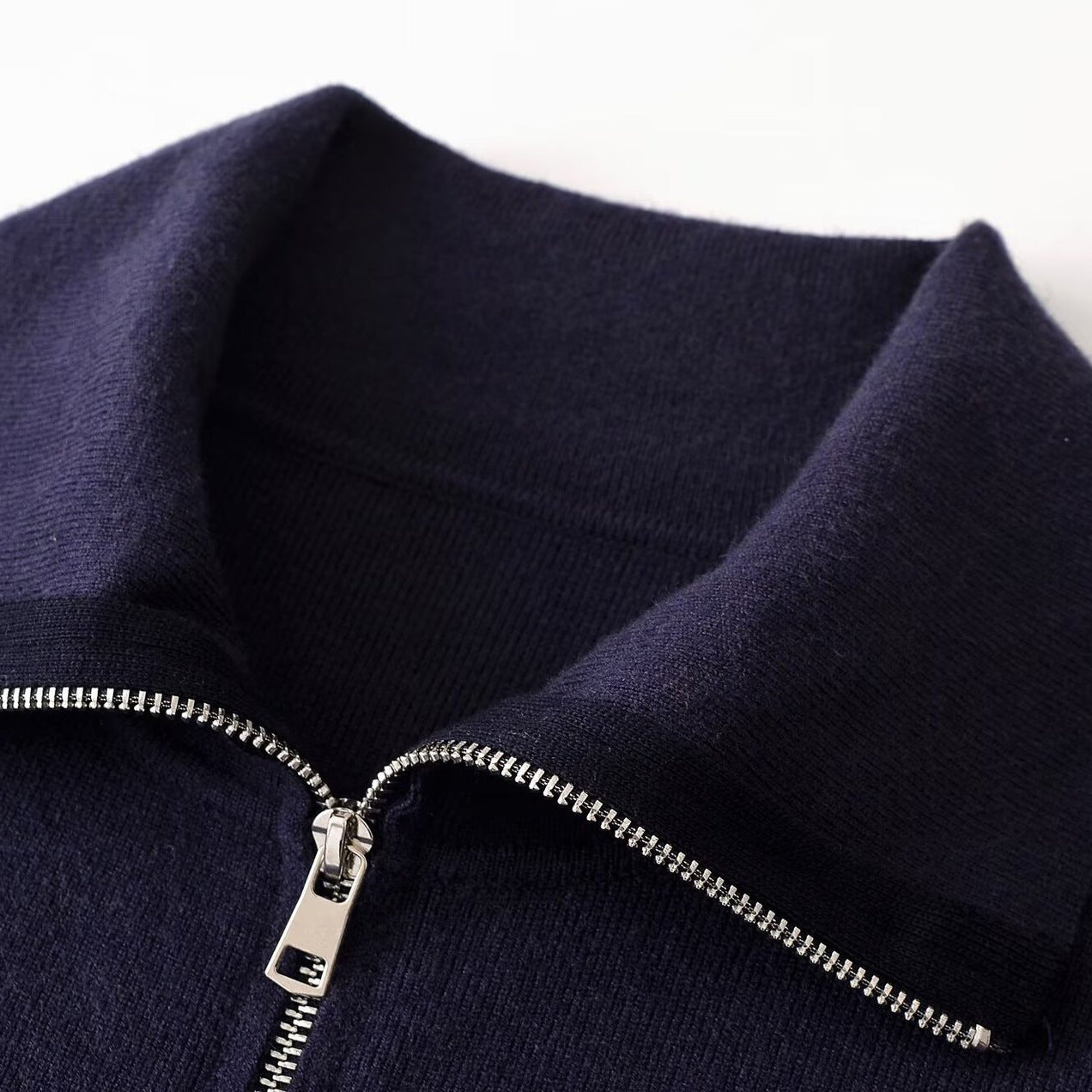 Women's Chunky Knit Oversized Zip Jacket with Stand-Up Collar and Patch Pockets Chichicherry