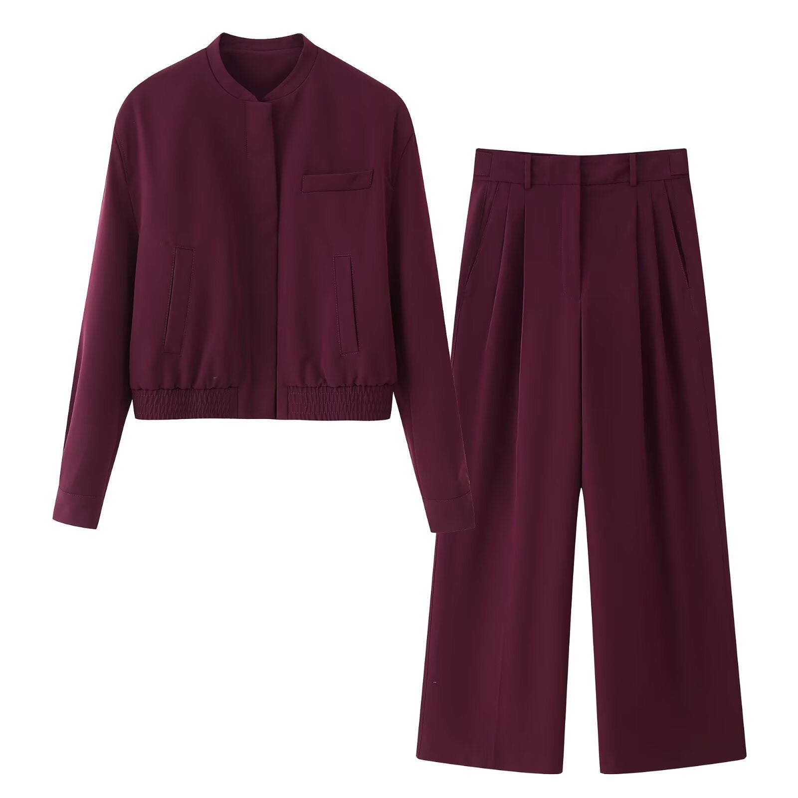 Women High-Waisted Palazzo Pants with Pleats and Wide Leg Chichicherry