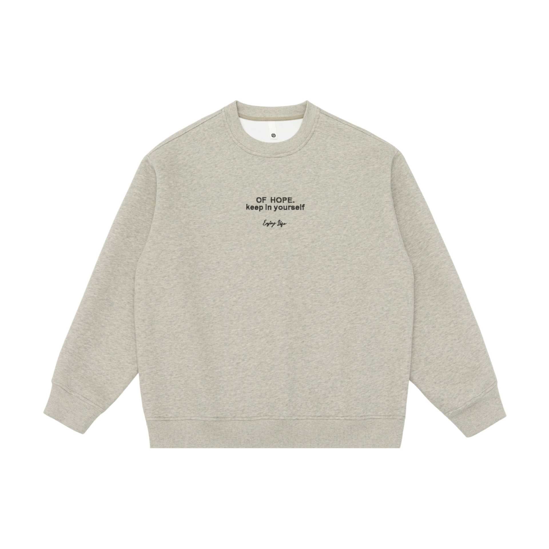 Unisex Oversize Round Neck Sweatshirt with Mini Statement Embroidery Chichicherry
