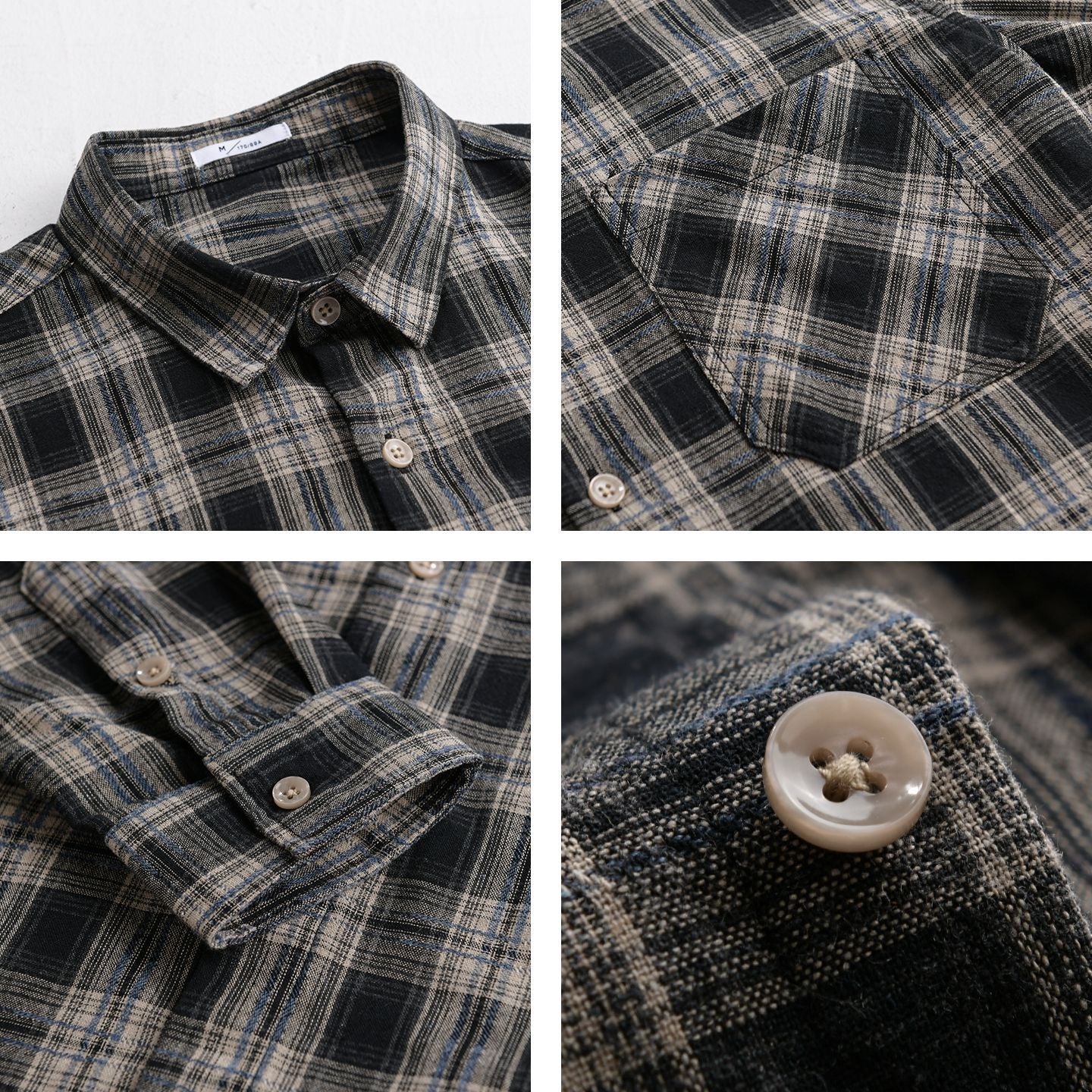 Men's Checked Flannel Overshirt in Vintage Look with Patch Chest Pocket and Casual Fit Chichicherry