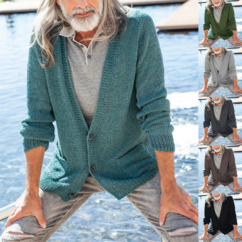Men's knit cardigan with hood and patch pockets Chichicherry