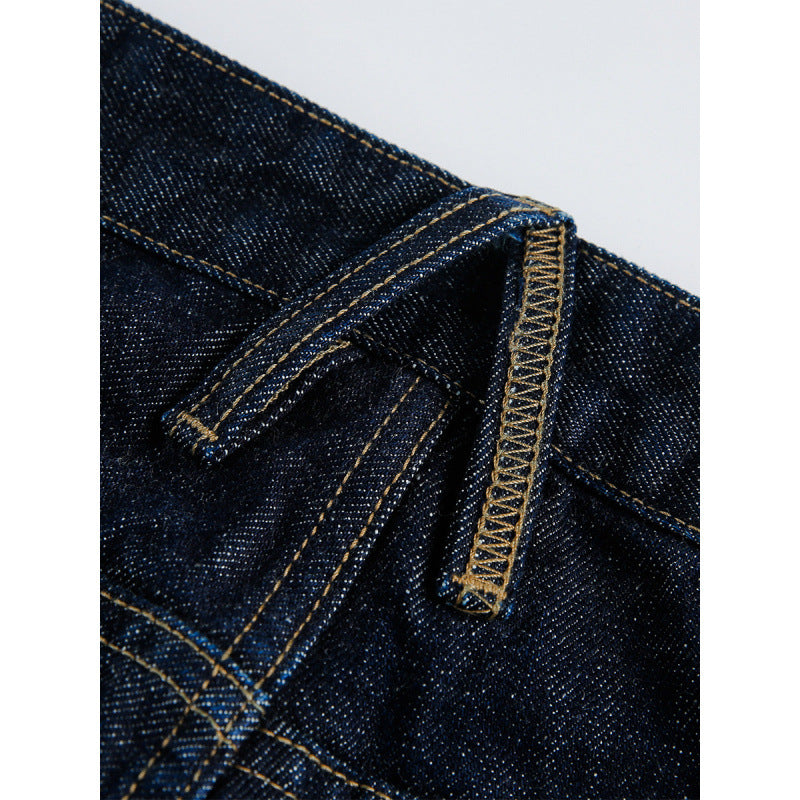 Women High-Waist Straight-Leg Raw-Denim Jeans with Relaxed Fit and Five-Pocket Design Chichicherry