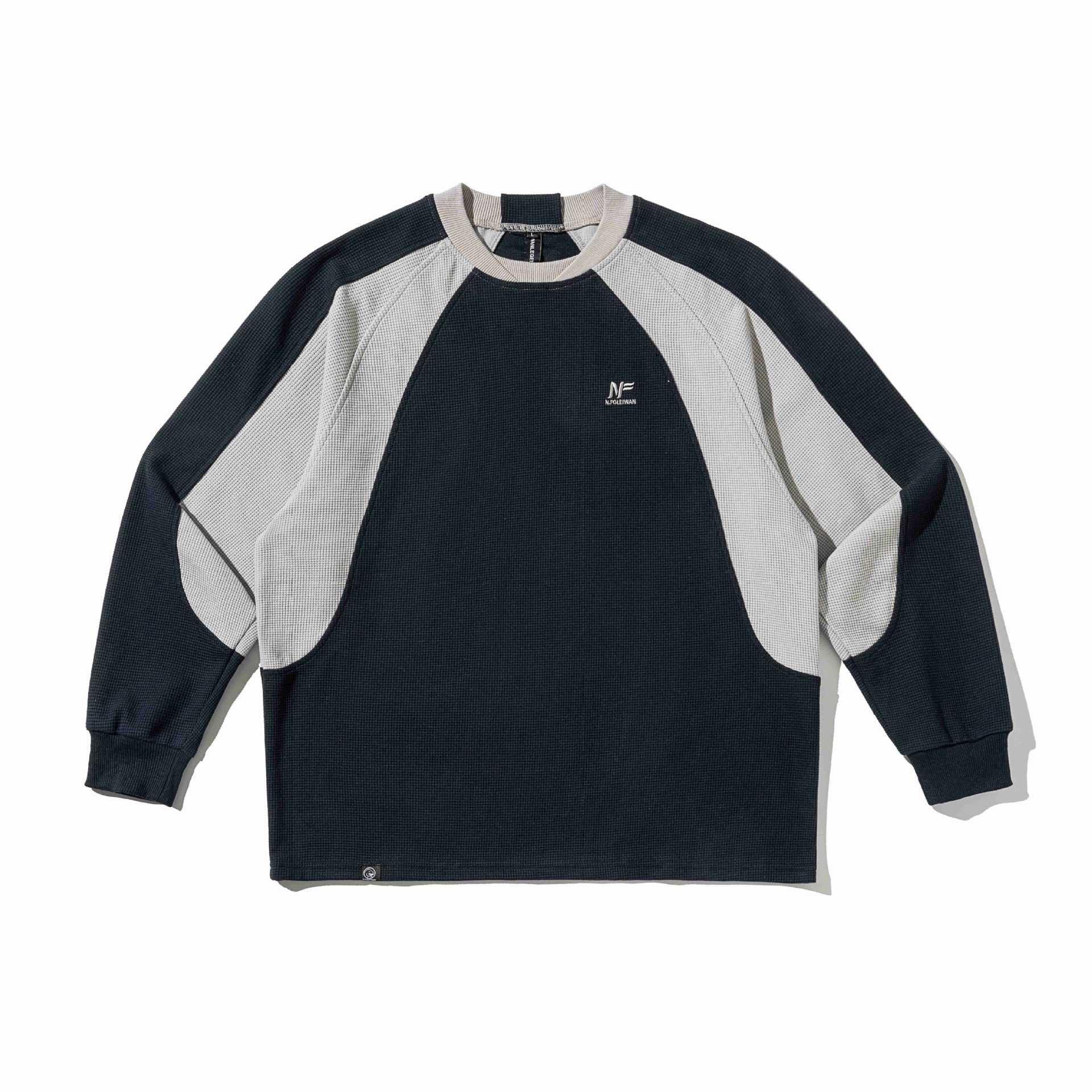 Men's waffle texture sweatshirt with raglan sleeves and contrasting inserts Chichicherry