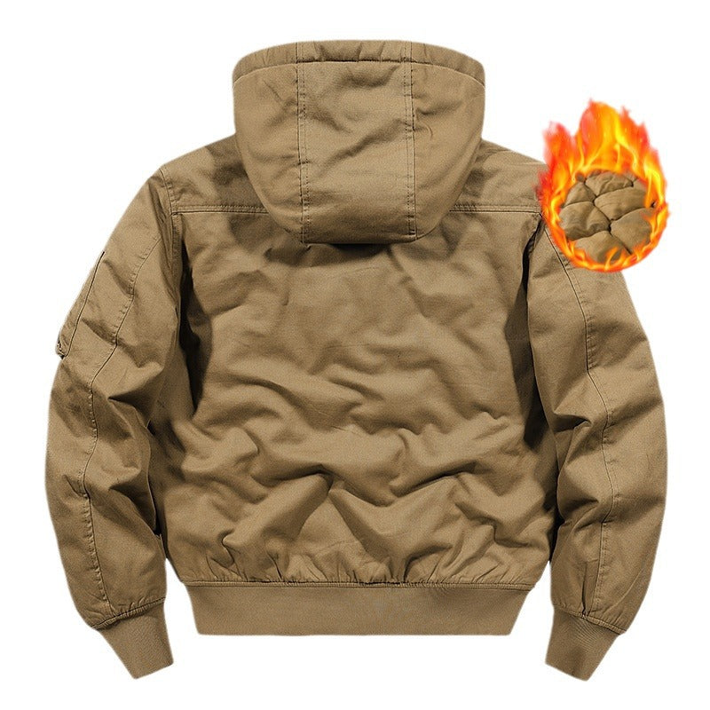 Men's Padded Hooded Bomber Jacket with Diamond Quilted Lining and Arm Pocket Chichicherry