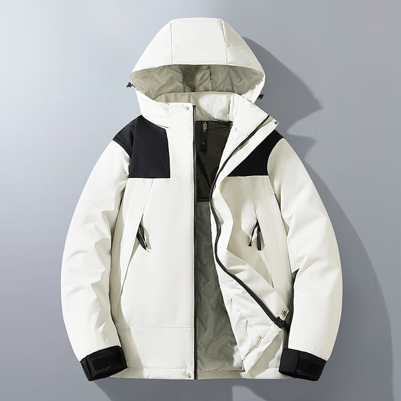 Men's Water-Repellent Winter Parka with Hood, Thermal Insulation and Contrasting Shoulder Panels Chichicherry