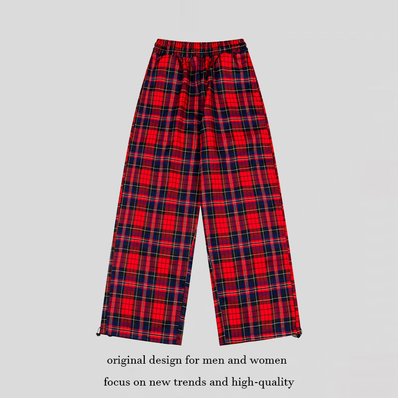 Ladies Checked Palazzo Loungewear Pants with High Comfort Waistband and Adjustable Hem Chichicherry