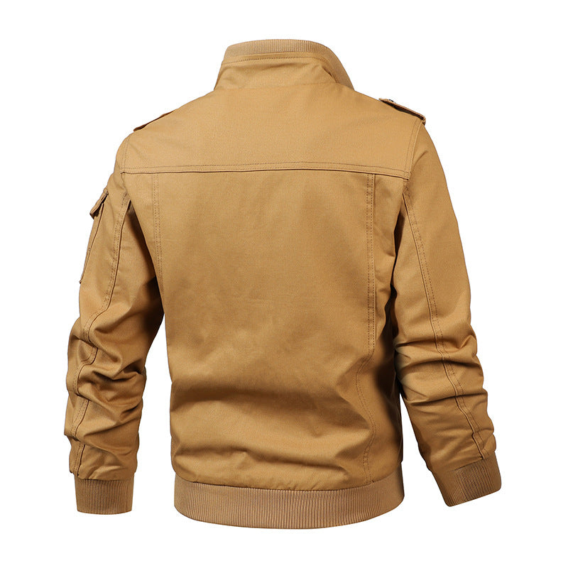 Men's field jacket in military style with multiple pockets and knit collar Chichicherry