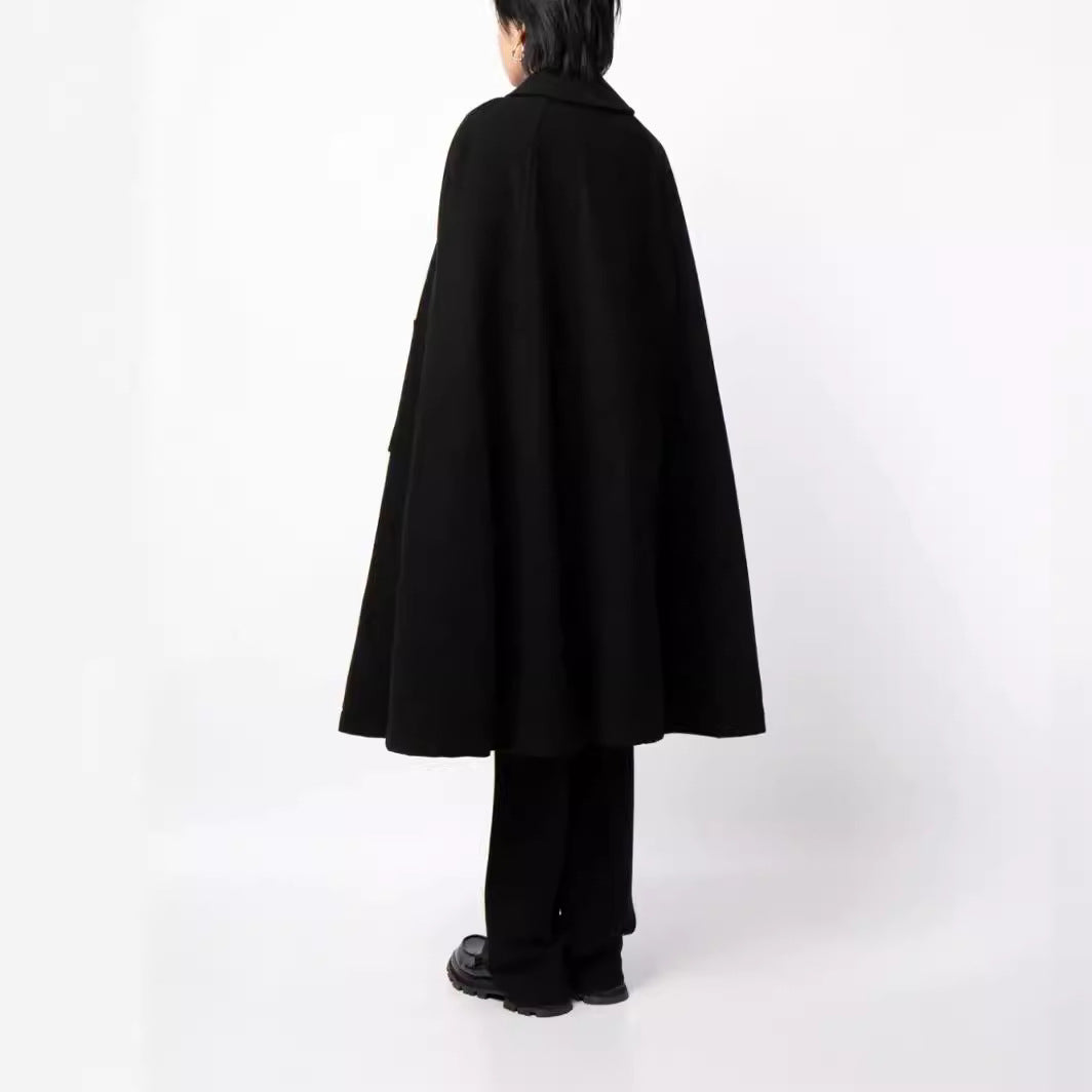 Men's double-breasted cape coat made of wool blend with cape cut Chichicherry