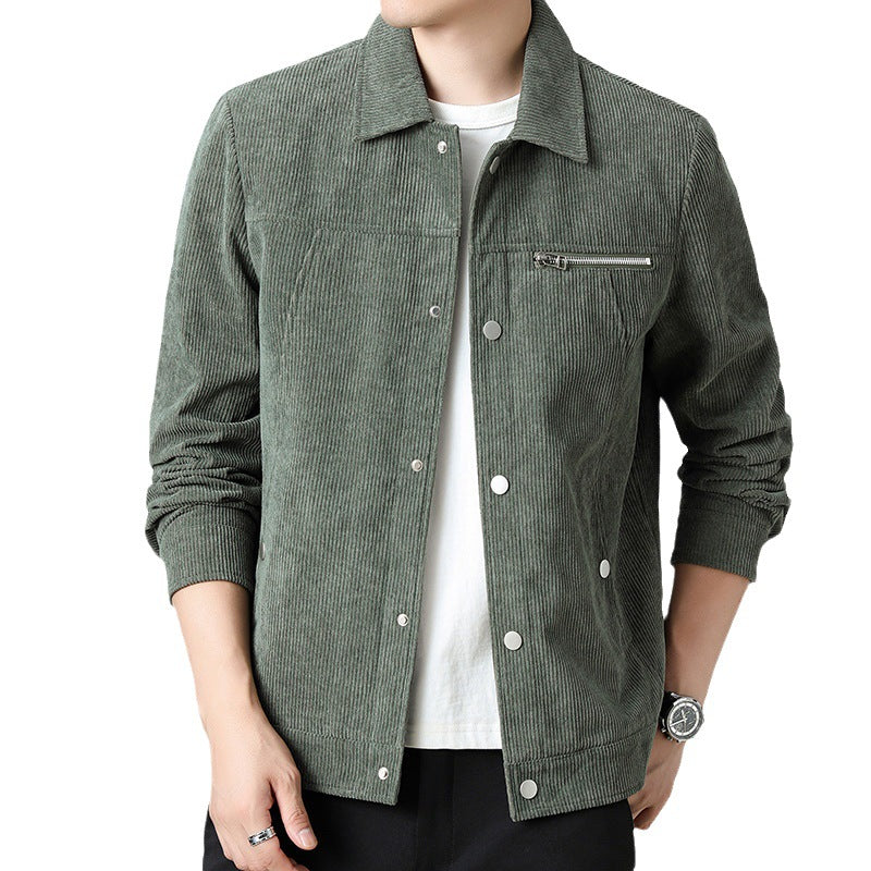 Men's cord overshirt made of wide corduroy with snap button front and zipper chest pocket Chichicherry