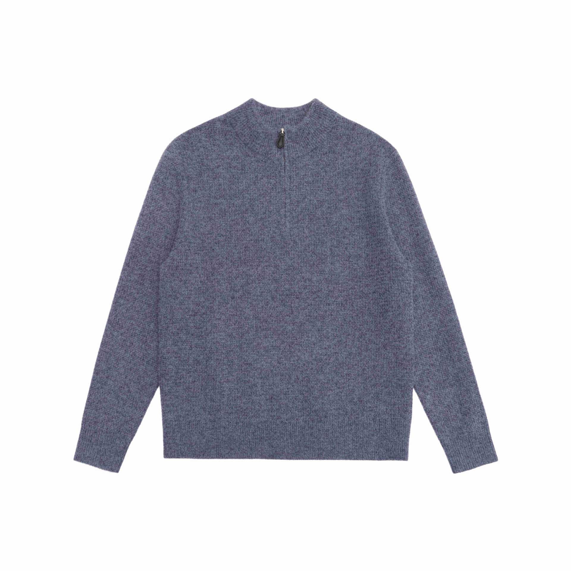 Unisex fine structure half-zip pullover with short zipper and ribbed cuffs Chichicherry