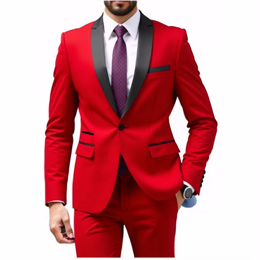 Men's Slim Fit Tuxedo with Shawl Collar and One-Button Jacket Chichicherry