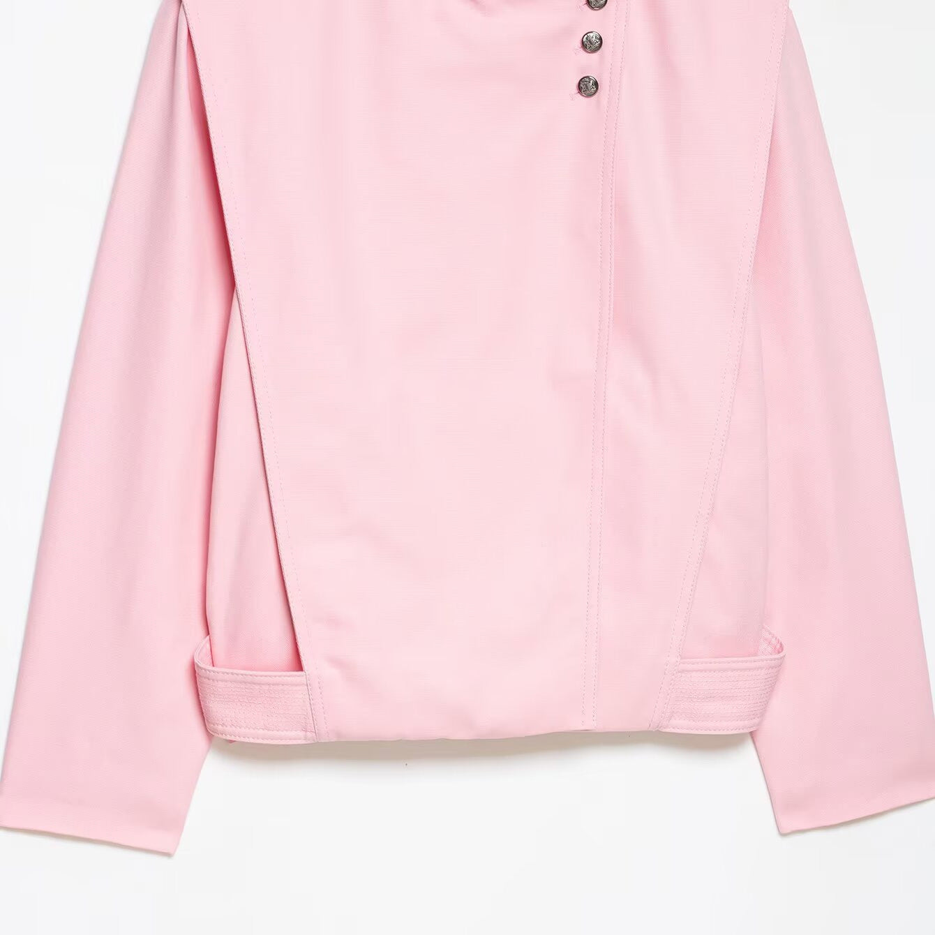 Women's Short Asymmetric Jacket with High Stand-Up Collar and Cape Shoulder Chichicherry