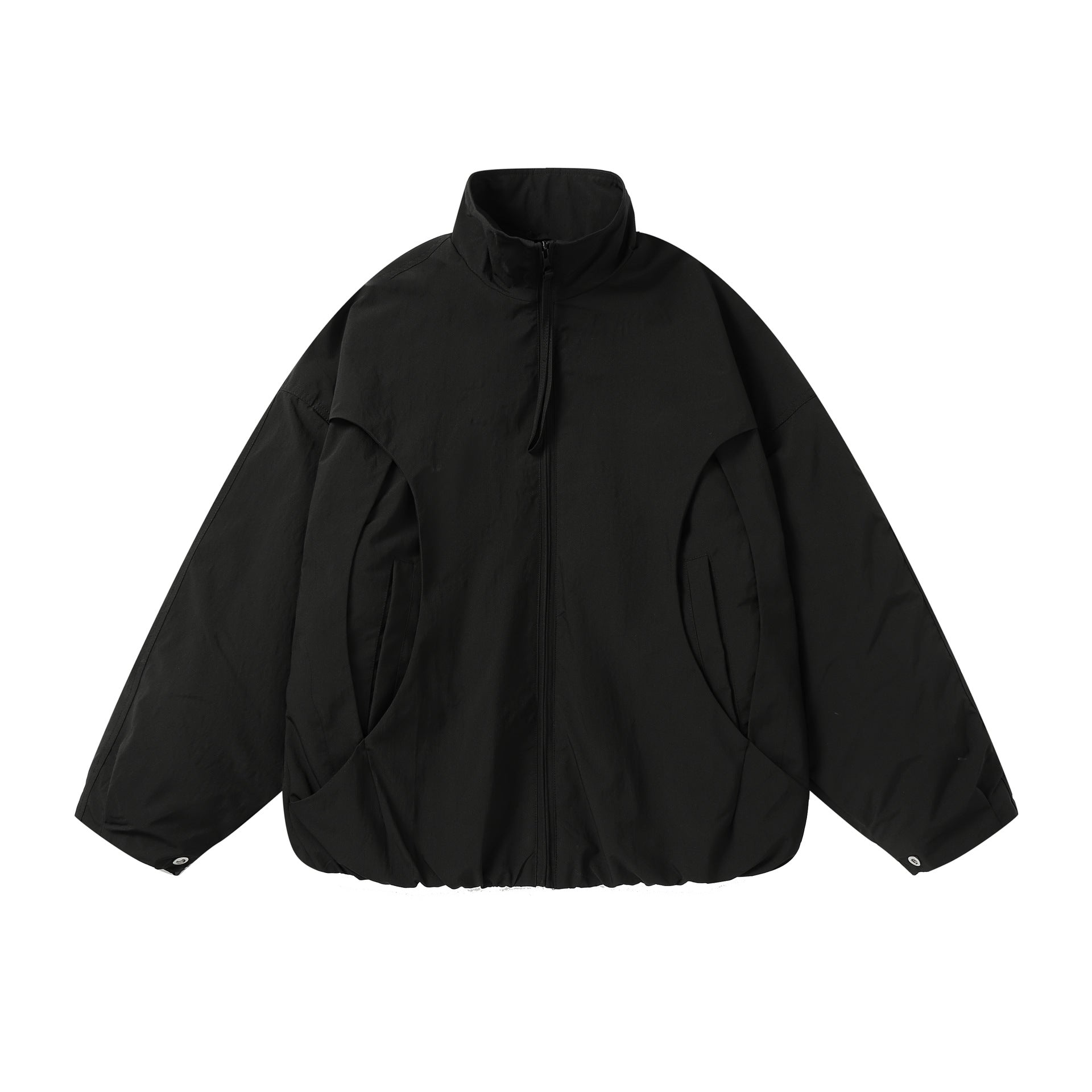 Unisex Boxy Short Jacket with High Stand-Up Collar and Balloon Sleeves Chichicherry