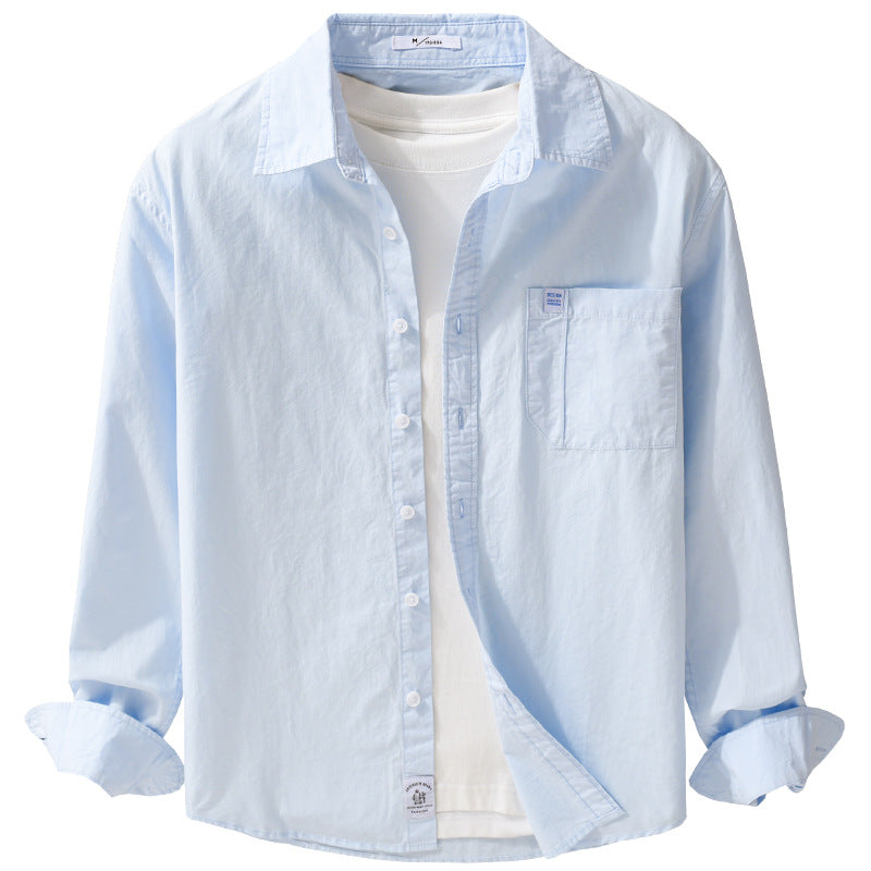 Men's cotton overshirt in layering look with kent collar and patch chest pocket Chichicherry