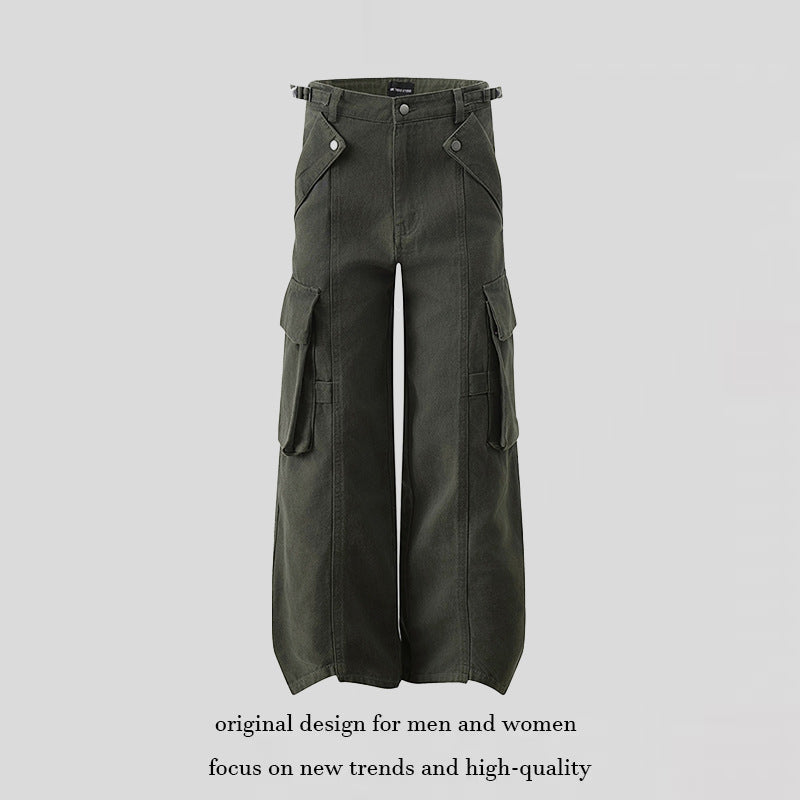Women's high-waisted wide Cargo culotte pants with multi pockets and adjustable waistband Chichicherry