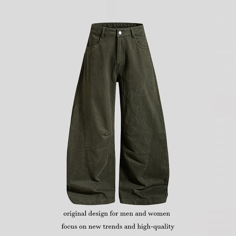 Women wide High-Waist Culotte Jeans with Baggy silhouette and Cargo details Chichicherry