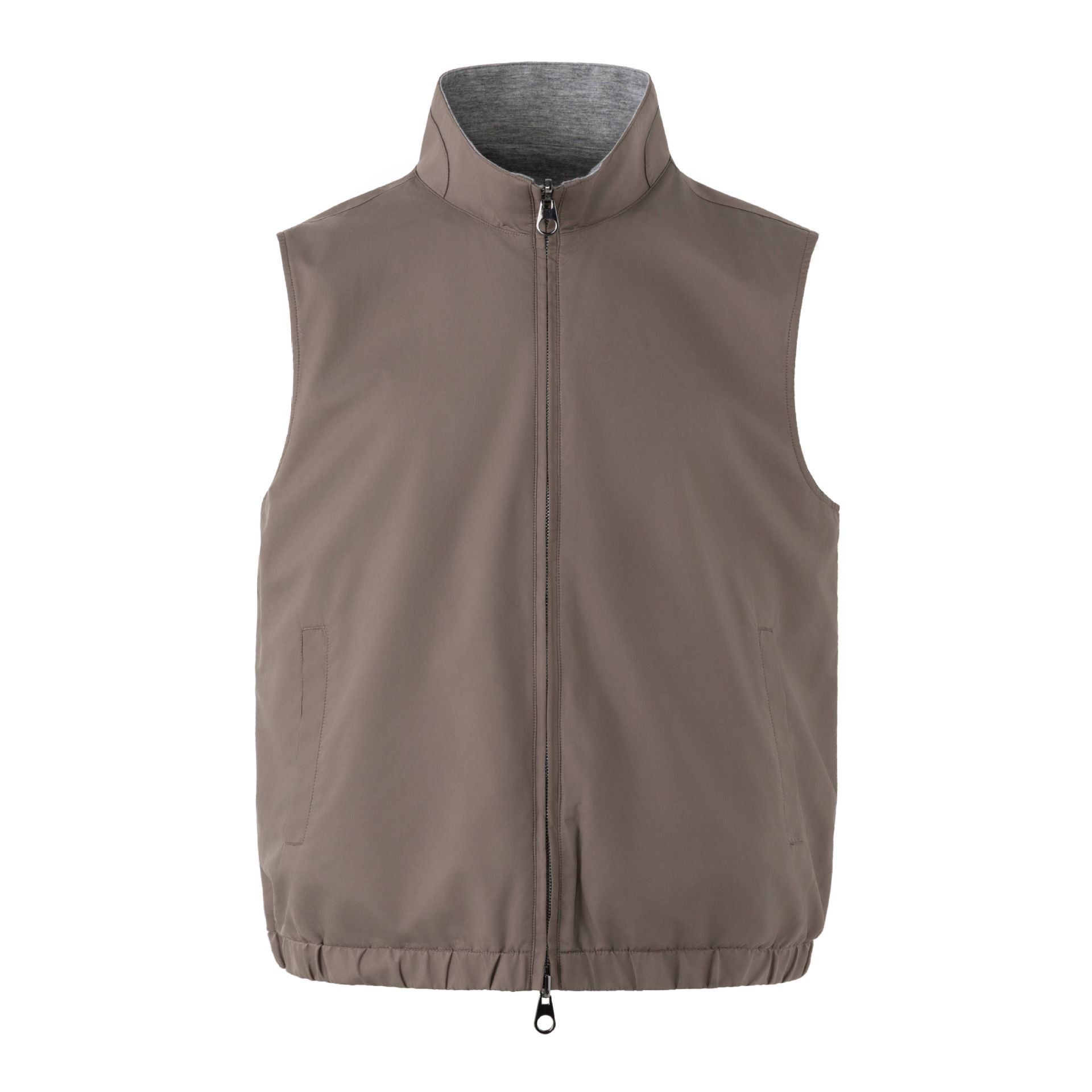 Unisex Reversible Padded Vest with High Stand-Up Collar and Elastic Hem Chichicherry
