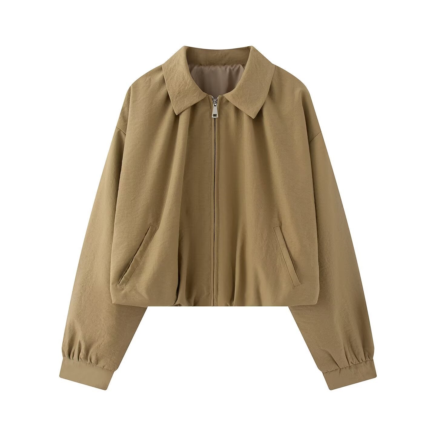 Women's short jacket in cropped bomber style with Kent collar, softshell look and elastic cuffs Chichicherry