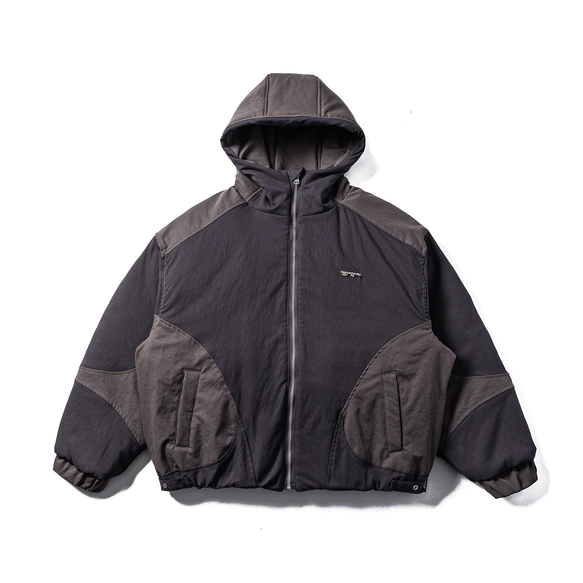 Men's Padded Quilted Hoodie Jacket with Utility Pockets Chichicherry