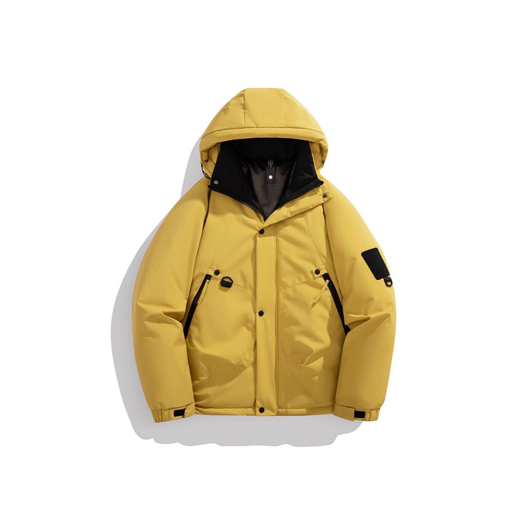 Men's Padded Outdoor Jacket with Hood, Multi-Functional Pockets and Windproof Outer Layer Chichicherry