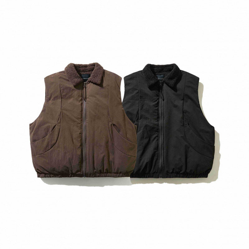 Unisex Padded Vest with Teddy Collar, Zipper and Elastic Hem Chichicherry