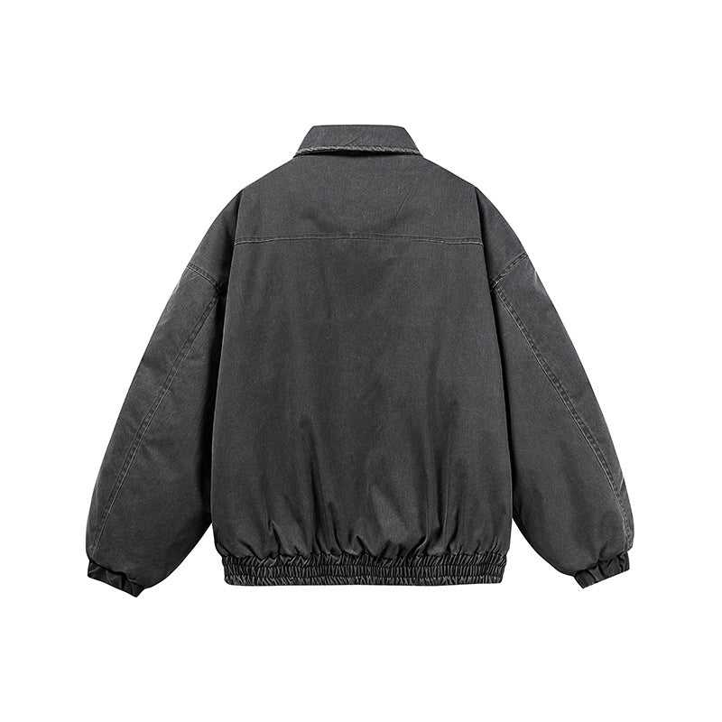 Unisex Oversize Bomber Jacket in Canvas Look with Zipper, Elastic Hem and D-Ring Details Chichicherry