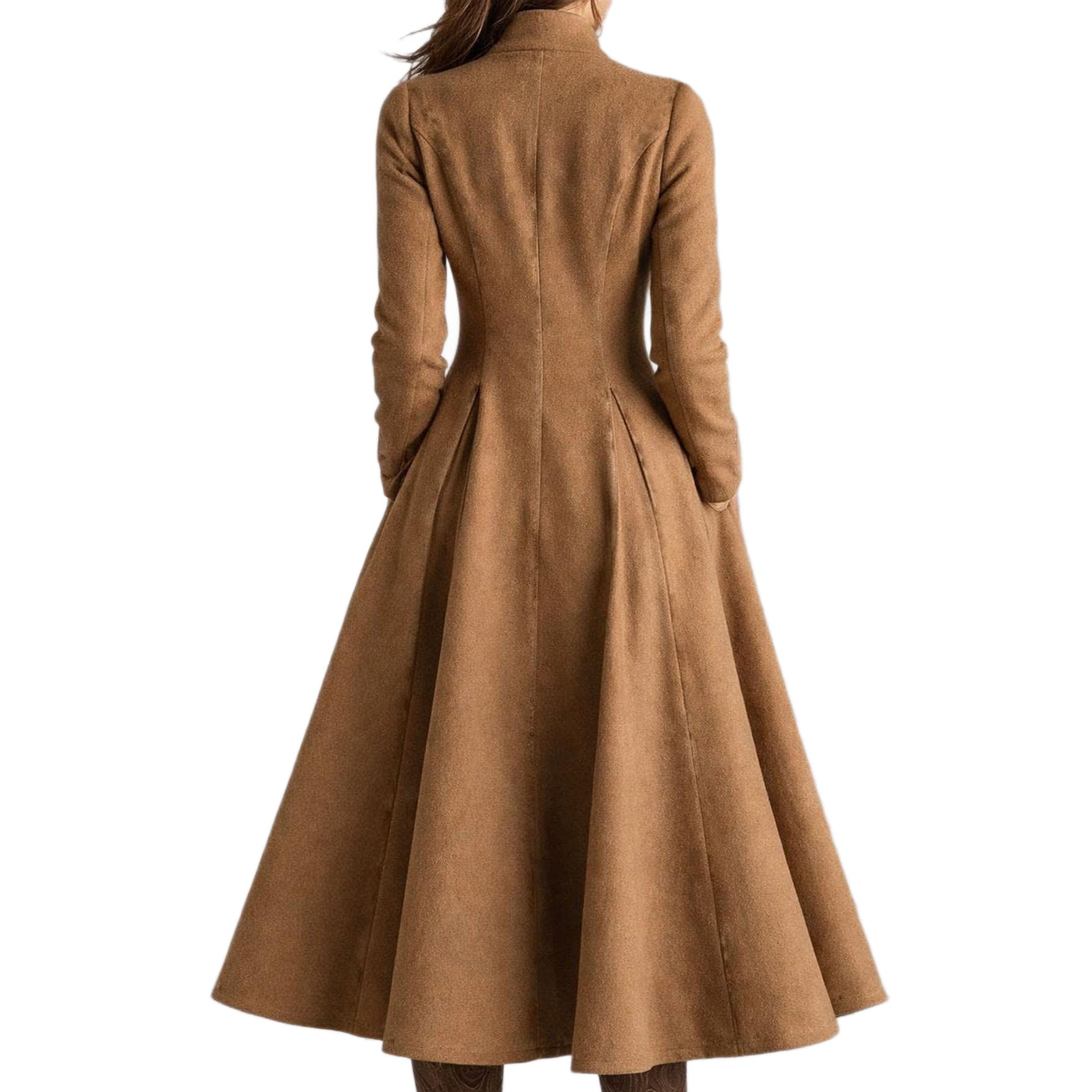 Damen tailliertes Mantelkleid mit doppelreihiger Knopfleiste und ausgestelltem Rock Chichicherry