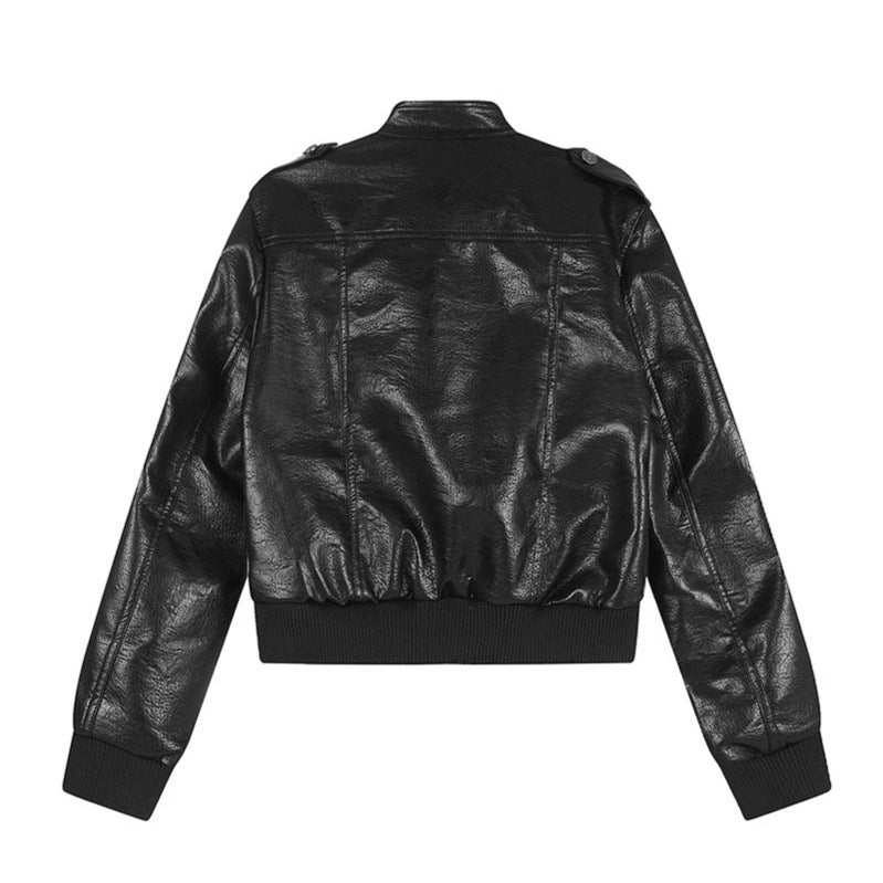 Men's Leather Look Bomber Jacket Chichicherry