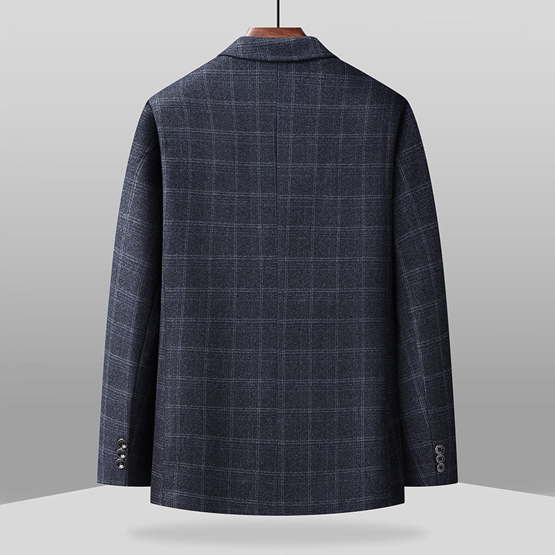 Men's Checked Business Blazer made of Wool Blend with Light Stretch and Patch Pockets Chichicherry