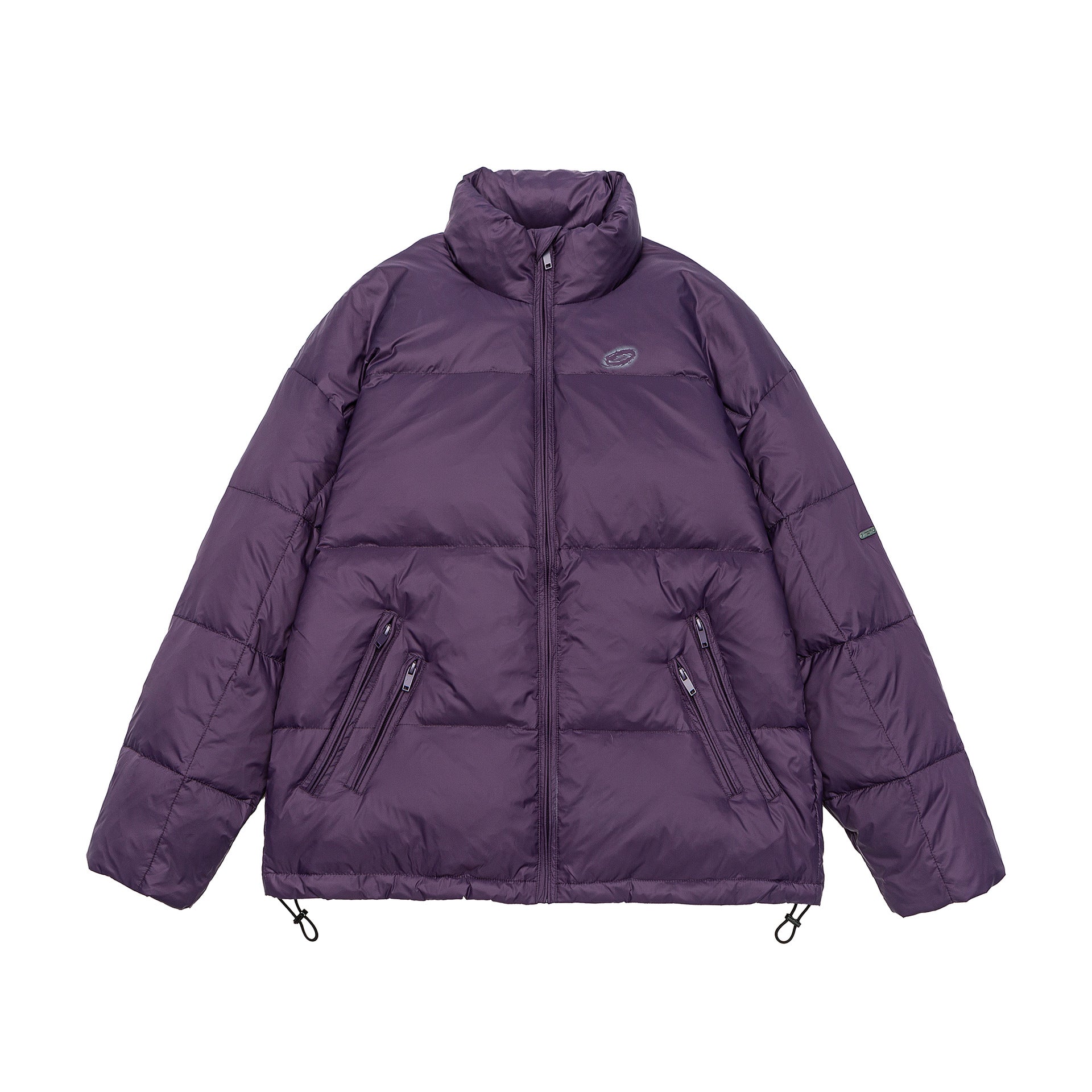 Men's Padded Short Parka with High Stand Collar, Zipper Pockets and Drawstring Chichicherry