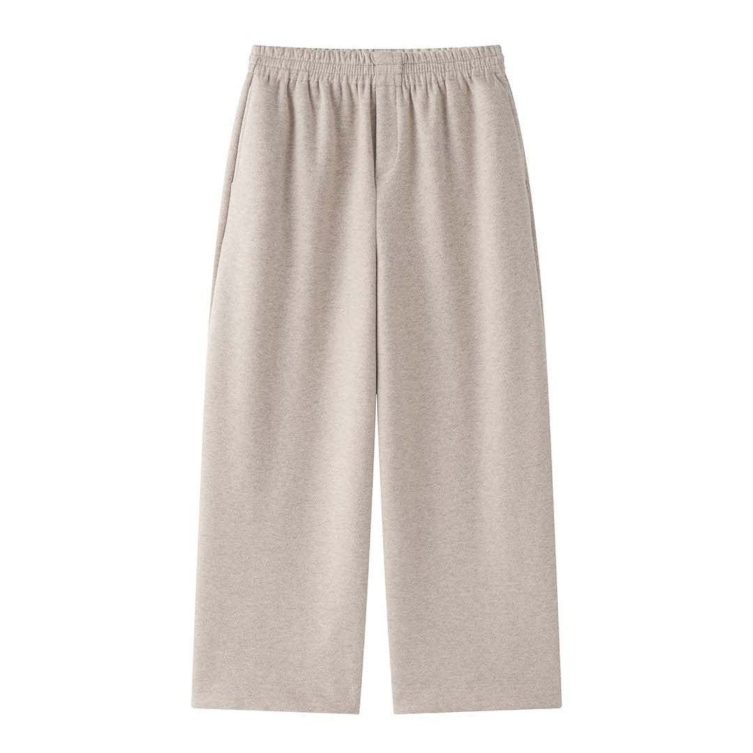 Women's Wide Wool Culotte with Rolled Contrast Hem and Elastic Waistband Chichicherry