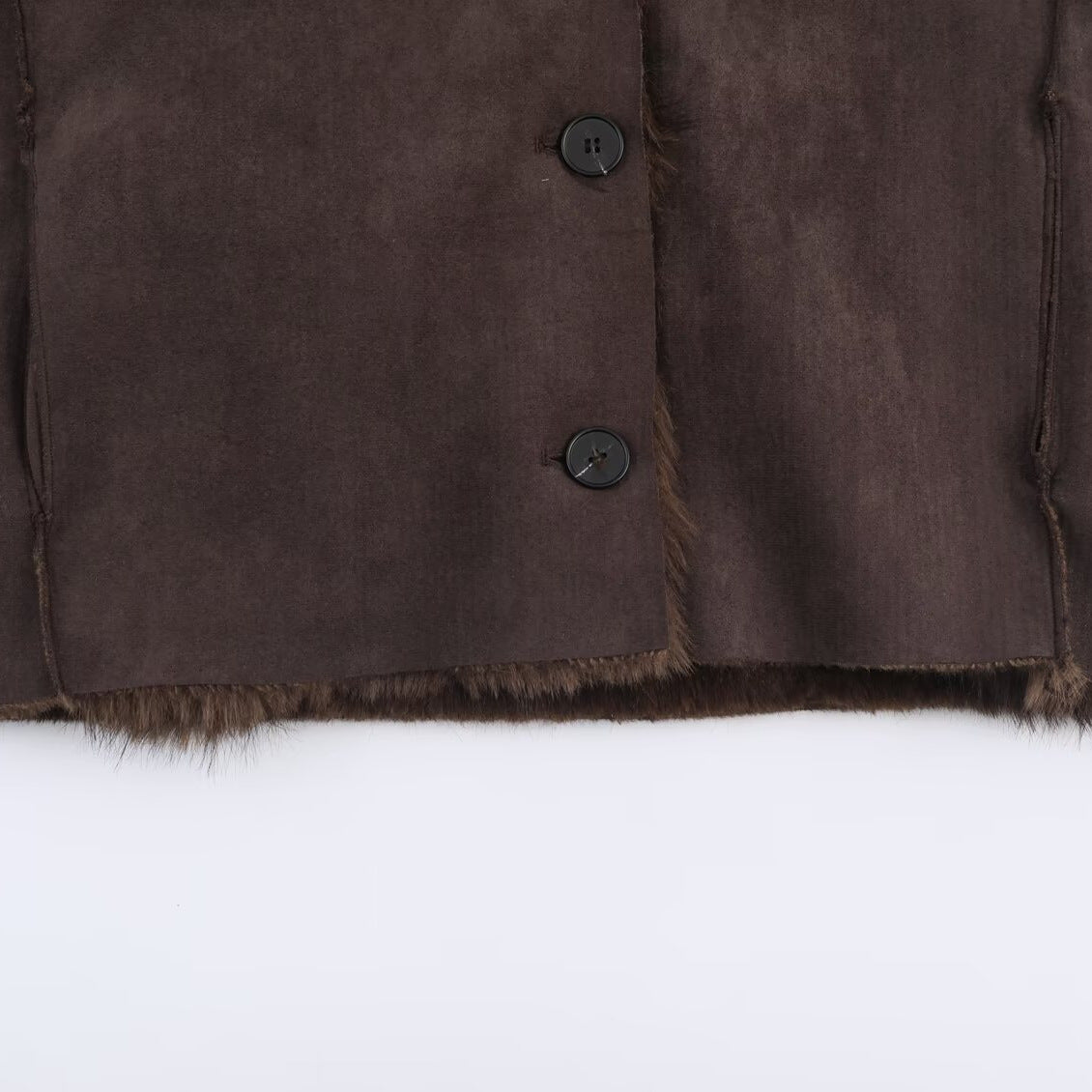 Women's Reversible Short Jacket with Faux Fur Trim and Suede Look Chichicherry
