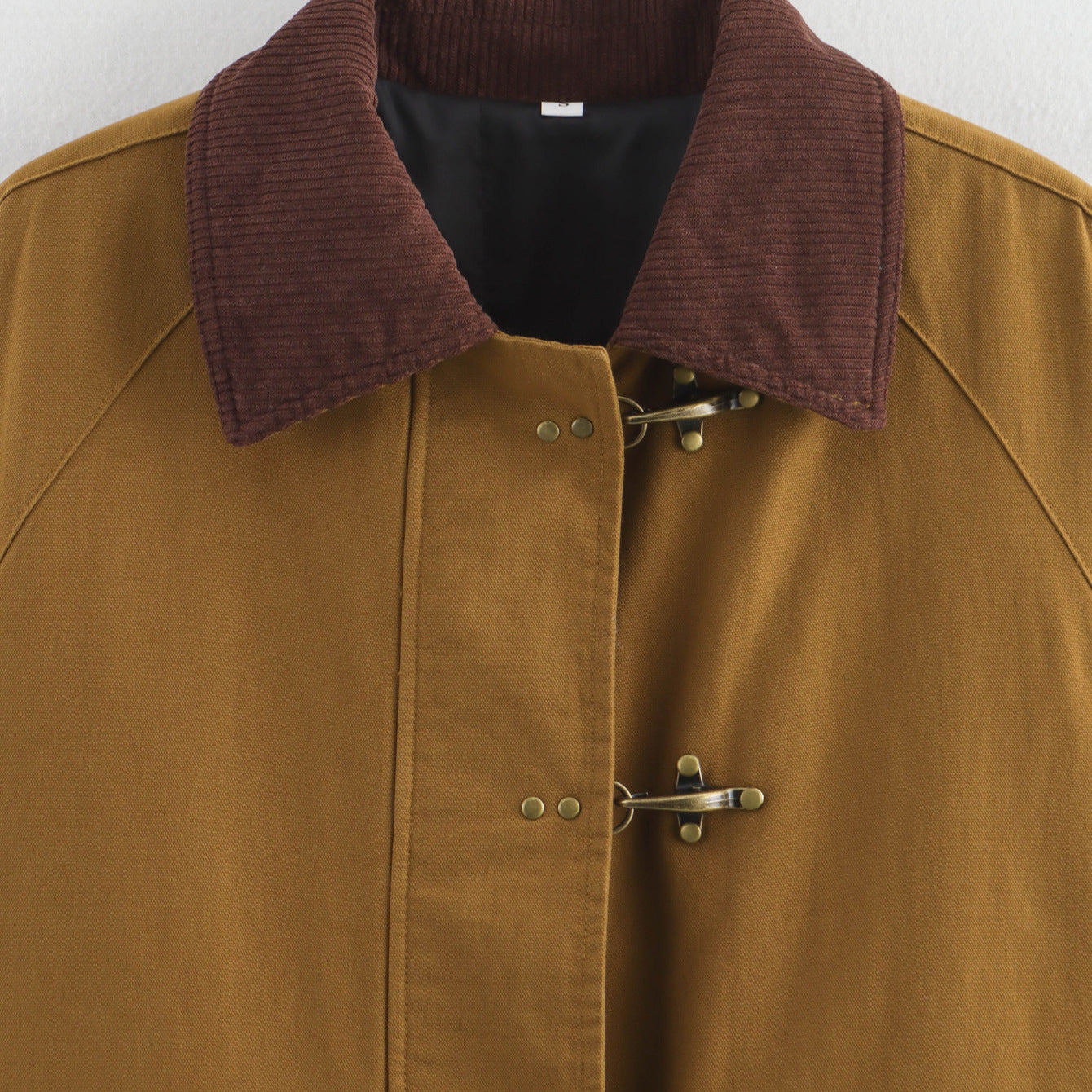 Women Boxy Field Jacket with Cord Collar, Toggle Closures and Large Flap Pockets Chichicherry