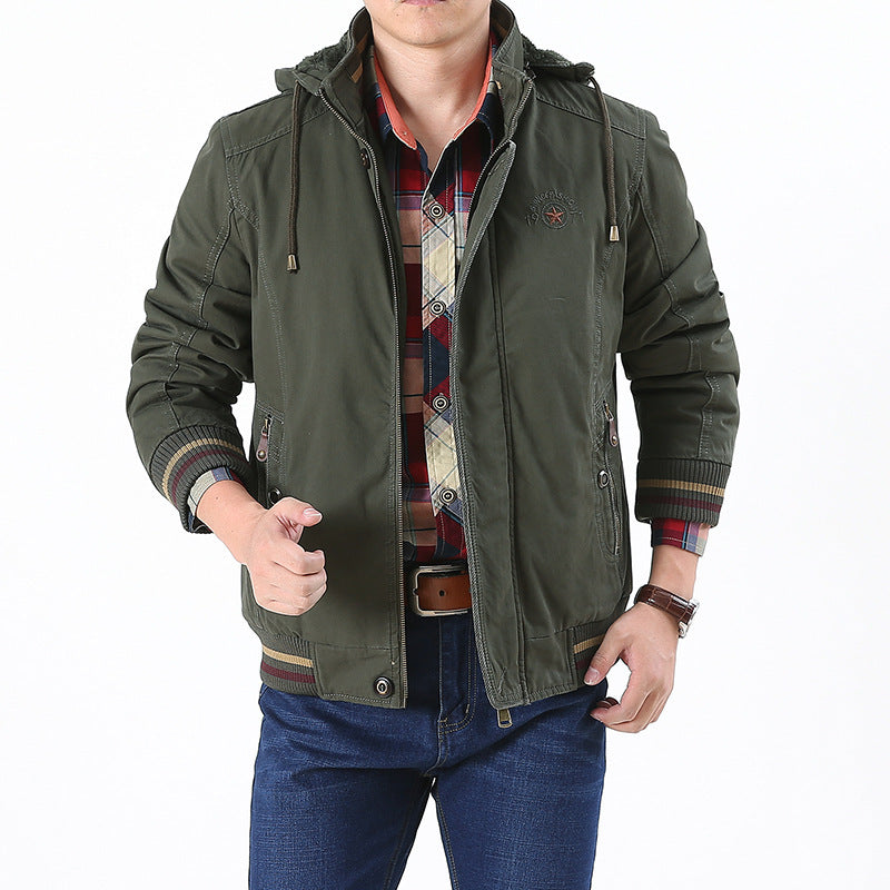 Men's Lightweight Utility Bomber Jacket with Teddy lining and Hood Chichicherry