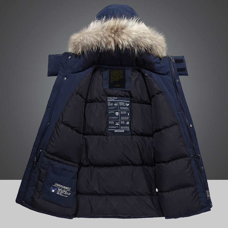 Men's thermal parka with hood and faux fur trim, water-repellent and multifunctional Chichicherry