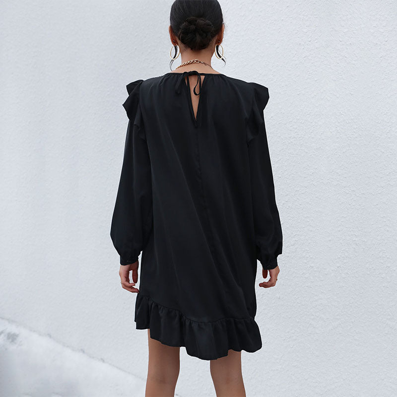Women's A-line mini dress with flounce sleeves and ruffled hem Chichicherry